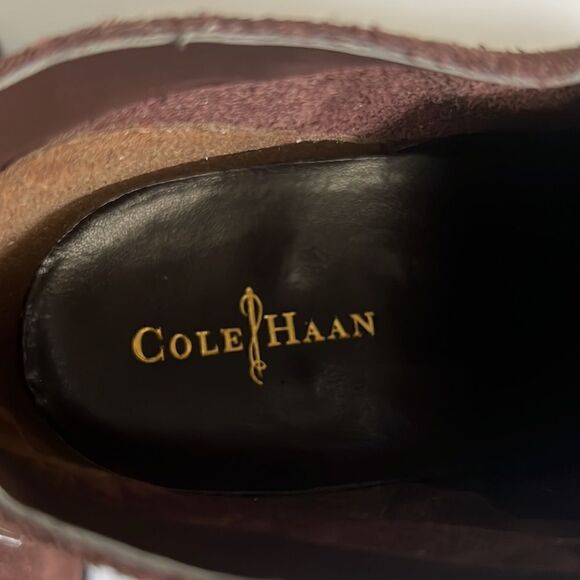 Cole Haan Brown Suede Wedge Heel Lace Up Booties Size 7.5 - Picture 13 of 14